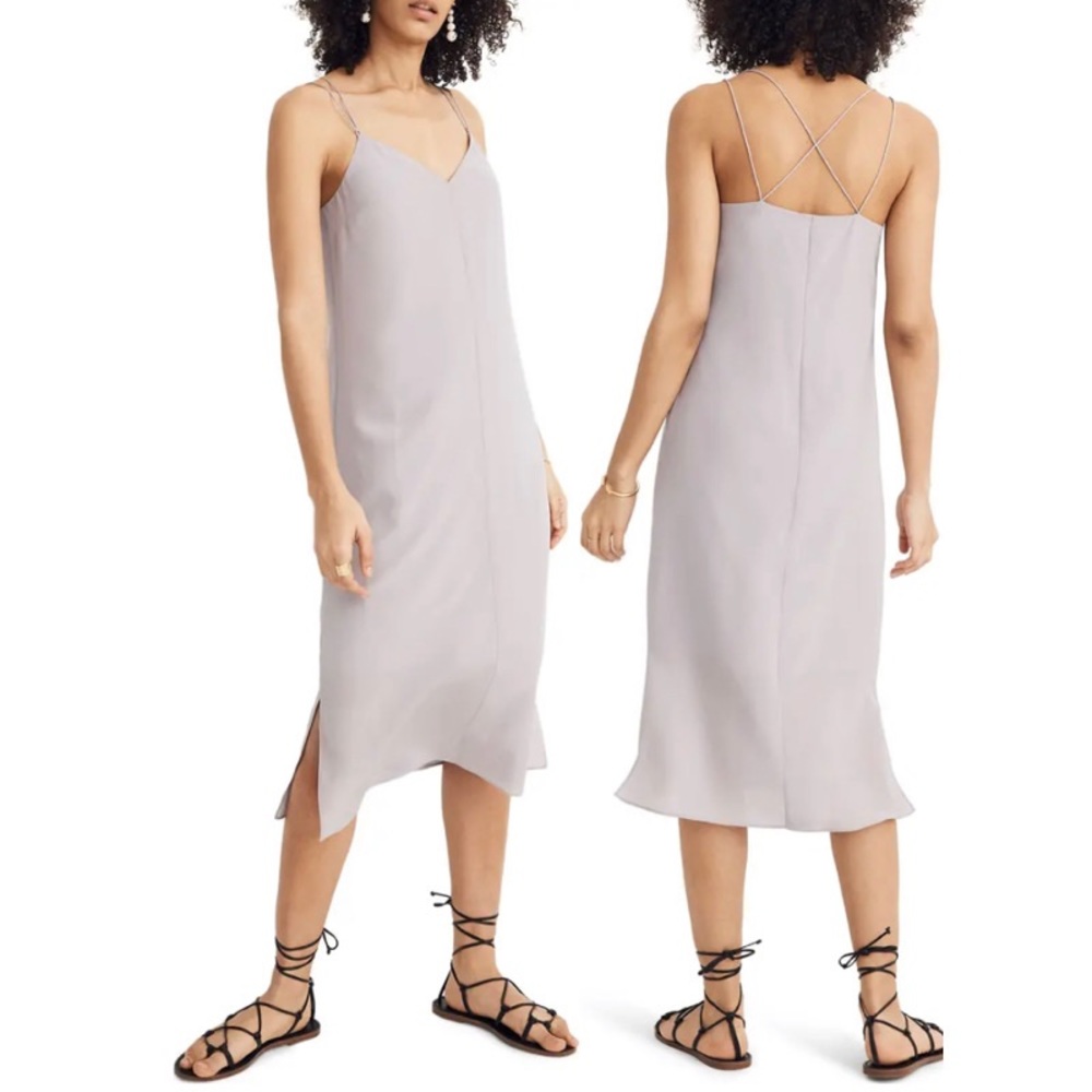 Madewell 100% Silk Cross-Back Cami Slip Dress